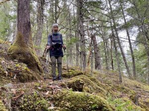 Carolyn Heller hiking in a Canadian national park