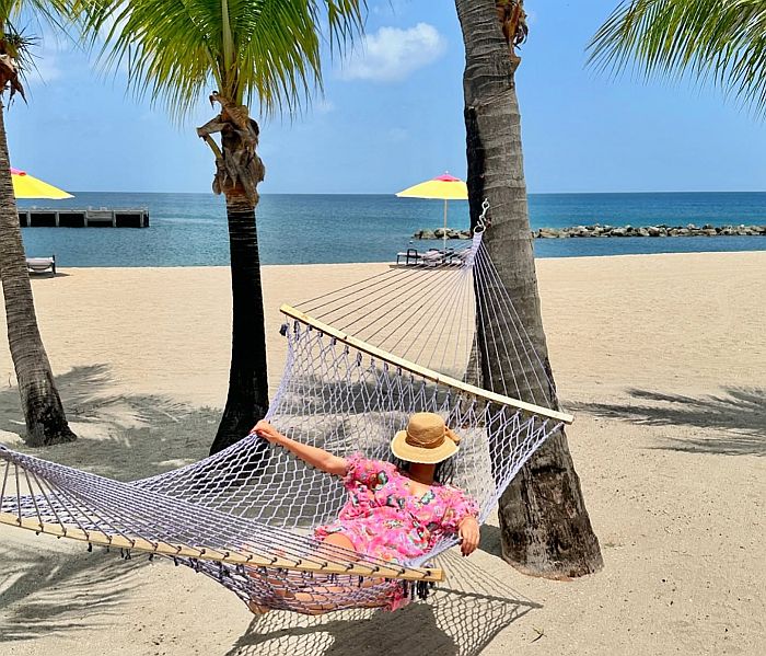 relaxing in a hammock