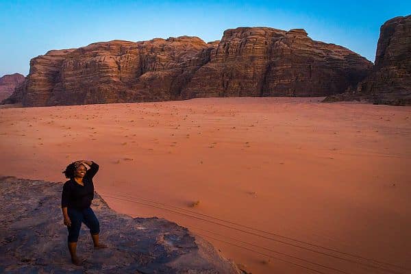 Lola Akinmade in Jordan on a travel writing assignment
